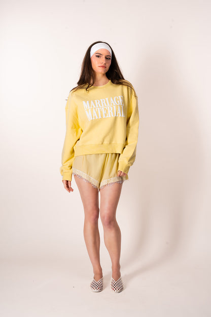 MARRIAGE MATERIAL™ CROP CREW YELLOW