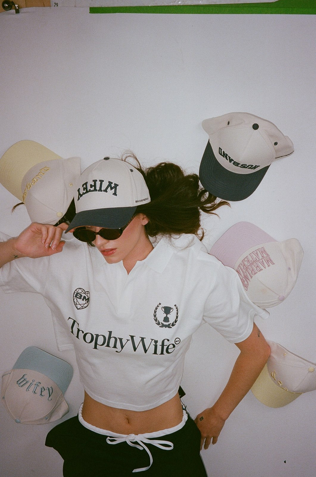 Wifey Gothic Trucker Hat – Cream/Light Blue