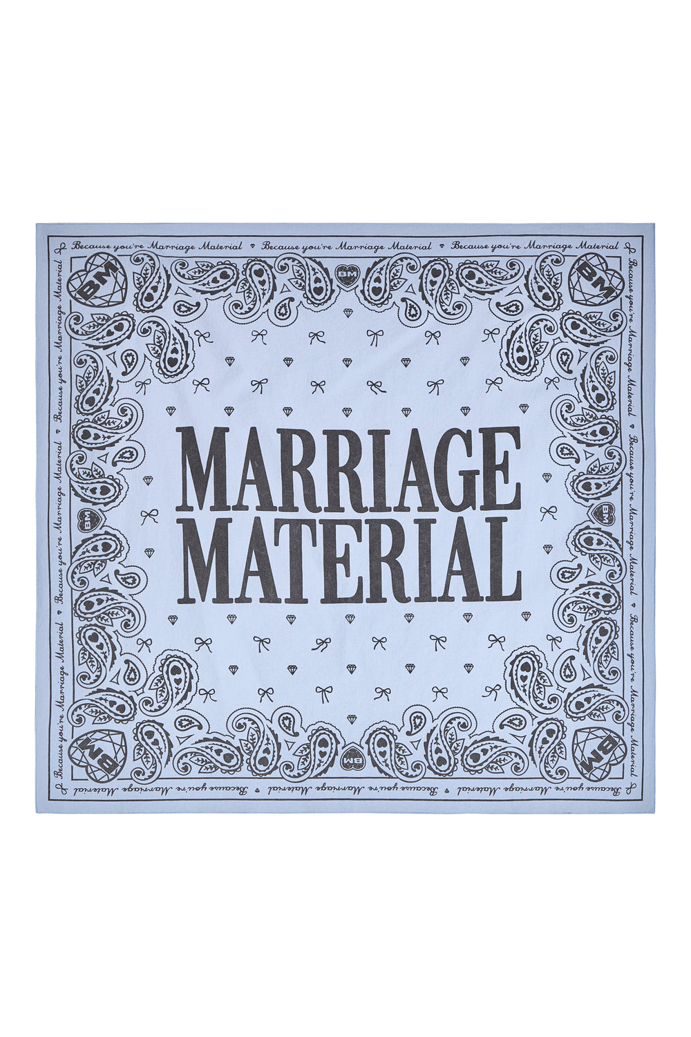 Book cover with 'Marriage Material' text and decorative border on a white background