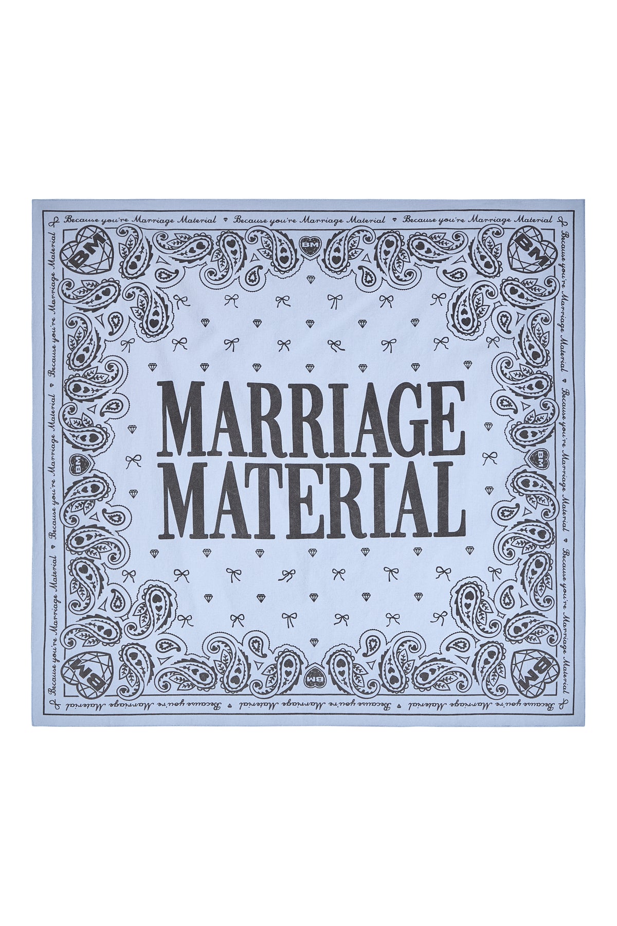 Book cover with 'Marriage Material' text and decorative border on a white background