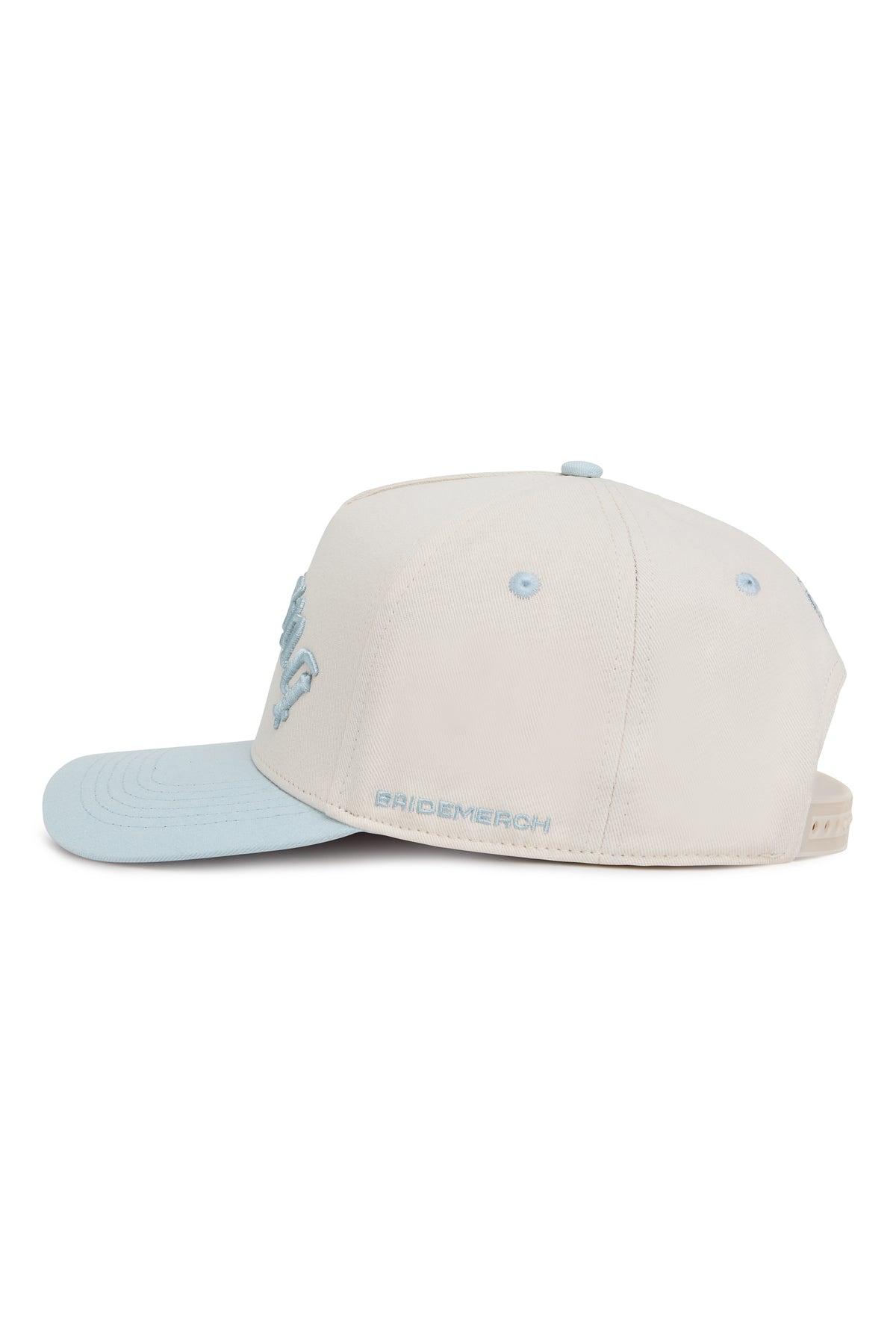 Husband Gothic Trucker Hat – Cream/Light Blue