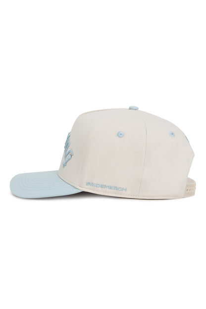 Wifey Gothic Trucker Hat – Cream/Light Blue