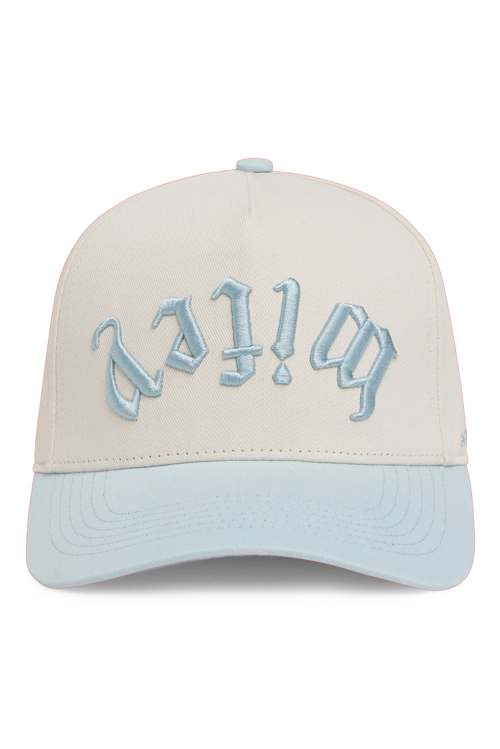 Wifey Gothic Trucker Hat – Cream/Light Blue
