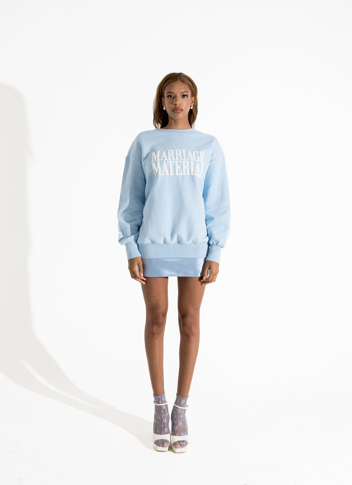 MARRIAGE MATERIAL OVERSIZE CREWNECK (BLUE)